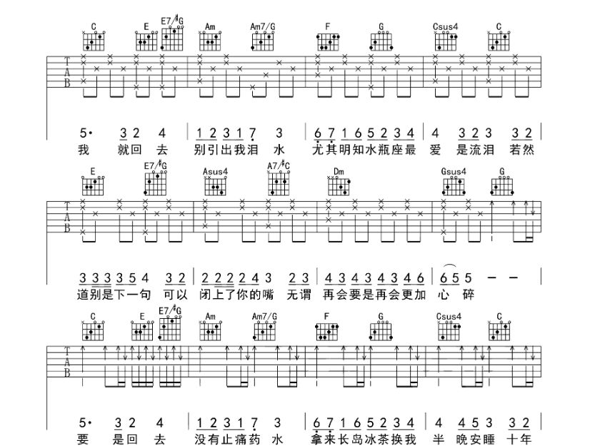 《可惜我是水瓶座吉他谱》_杨千嬅_吉他图片谱4张 图3