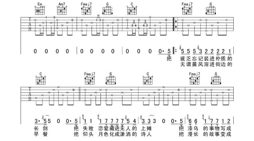 《美好事物吉他谱》_房东的猫_吉他图片谱6张 图4