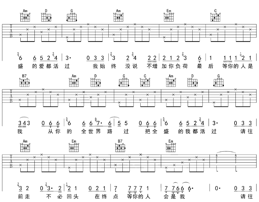 《全世界谁倾听你吉他谱》_林宥嘉_G调_吉他图片谱6张 图5
