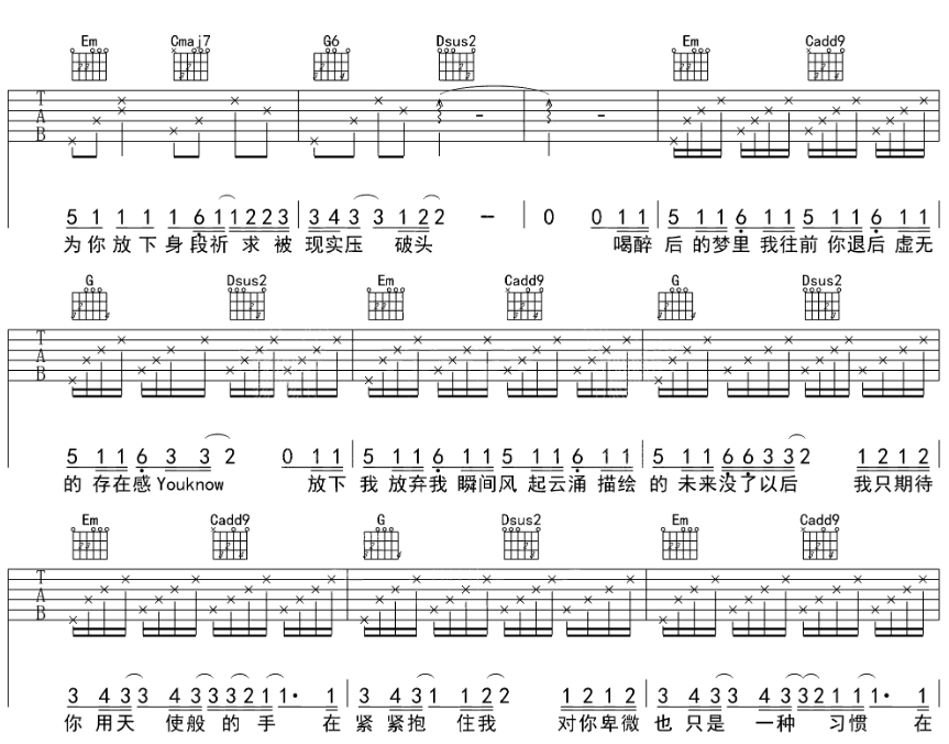 下墜falling吉他譜corki吉他圖片譜3張