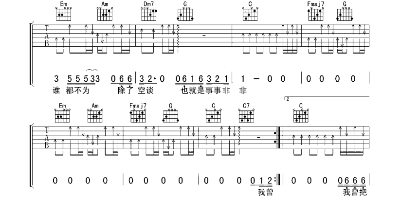 《我曾吉他谱》_隔壁老樊_吉他图片谱5张 图4