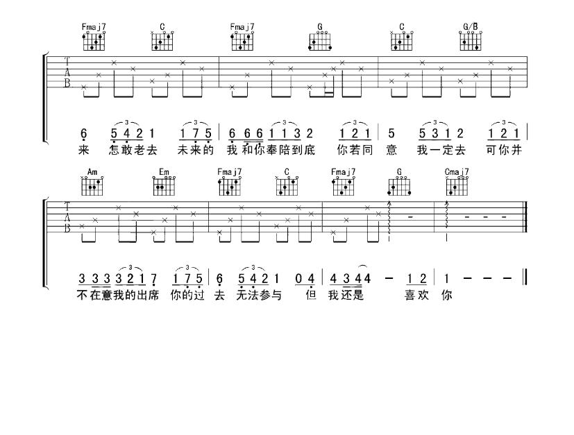 《遥远的你吉他谱》_陈曦_C调_吉他图片谱3张 图3