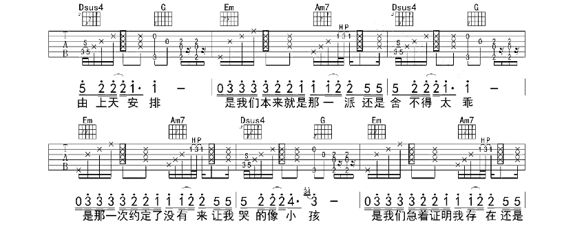 《不得不爱吉他谱》_潘玮柏、张韶涵_G调_吉他图片谱4张 图2