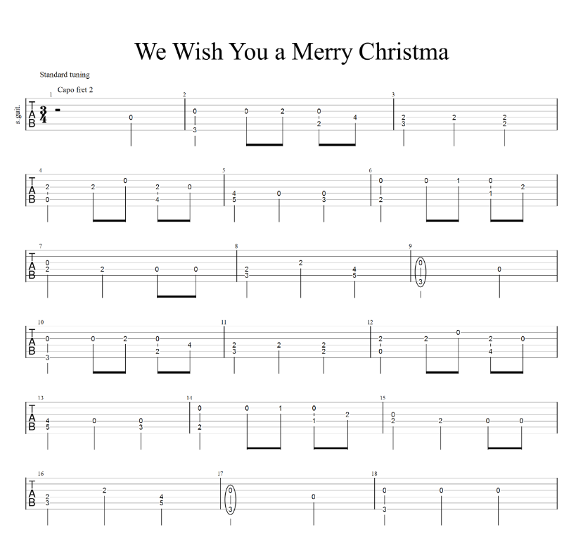 《We Wish You a Merry Christma吉他谱》_范晓萱_吉他图片谱3张 图1