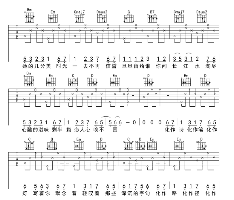 《恋人心吉他谱》_魏新雨_G调_吉他图片谱6张 图3