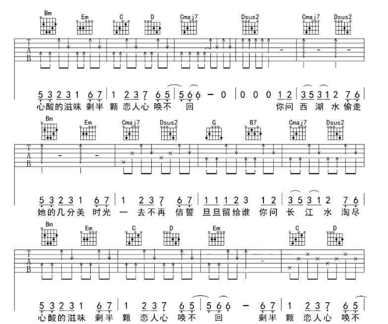 《恋人心吉他谱》_魏新雨_G调_吉他图片谱6张 图5
