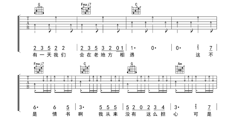 《想着你吉他谱》_郭顶_C调_吉他图片谱6张 图4