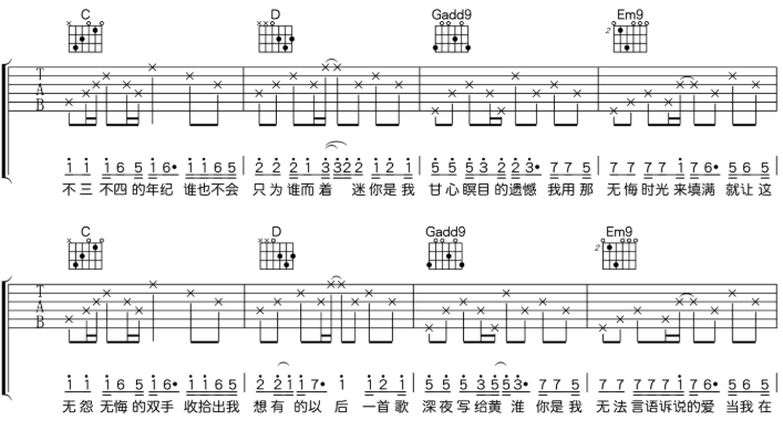 《写给黄淮吉他谱》_韩子曦_吉他图片谱7张 图6