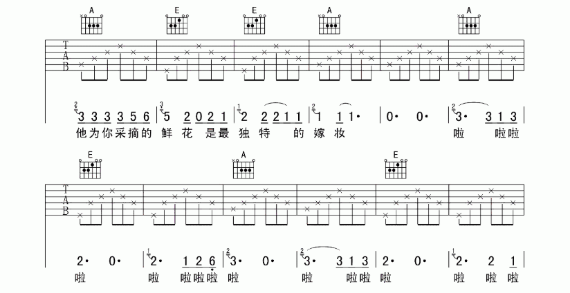 《秋酿吉他谱》_房东的猫_吉他图片谱8张 图6