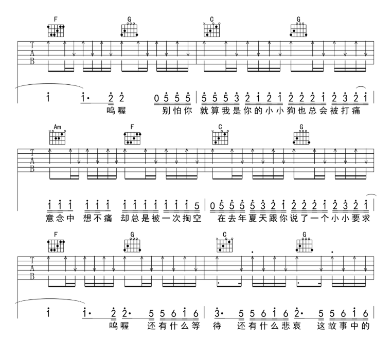 《去年夏天吉他谱》_王大毛_D调_吉他图片谱12张 图7