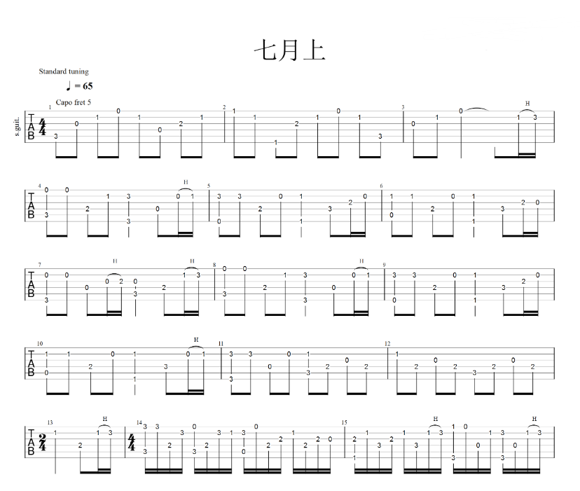 《七月上吉他谱》_Jam_吉他图片谱3张 图1