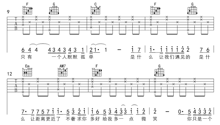 《过客吉他谱》_阿涵_吉他图片谱4张 图2