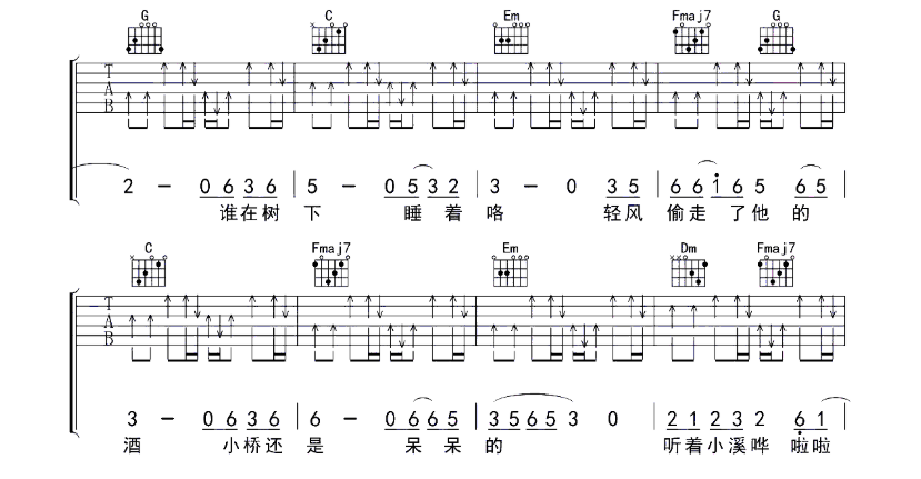 《小桥吉他谱》_暗杠_C调_吉他图片谱5张 图4