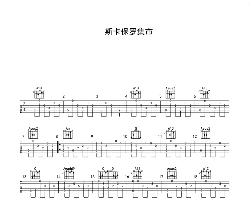 《斯卡保罗集市吉他谱》_刘欣如_吉他图片谱2张 图1