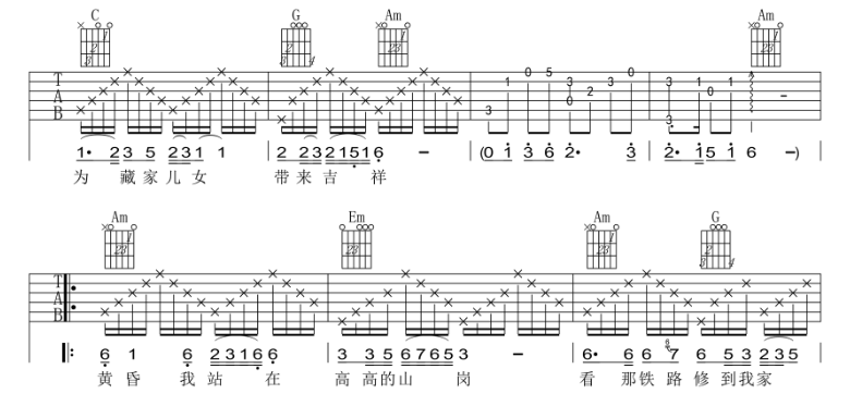 韓紅天路吉他譜韓紅吉他圖片譜5張
