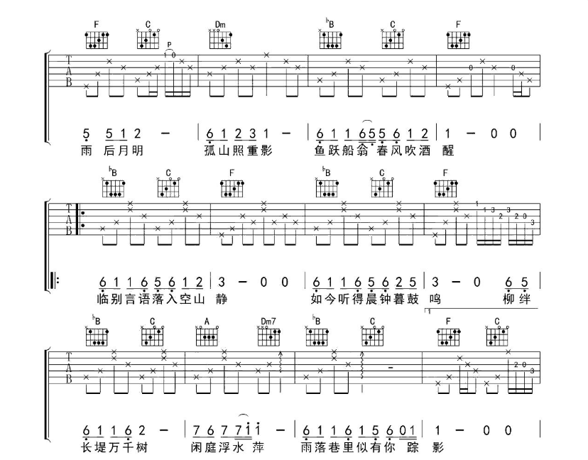 《雨巷吉他谱》_崔开潮_F调_吉他图片谱4张 图3