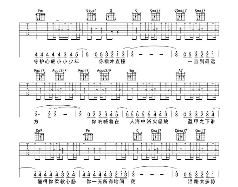 《横冲直撞吉他谱》_华晨宇_D调_吉他图片谱5张 图3