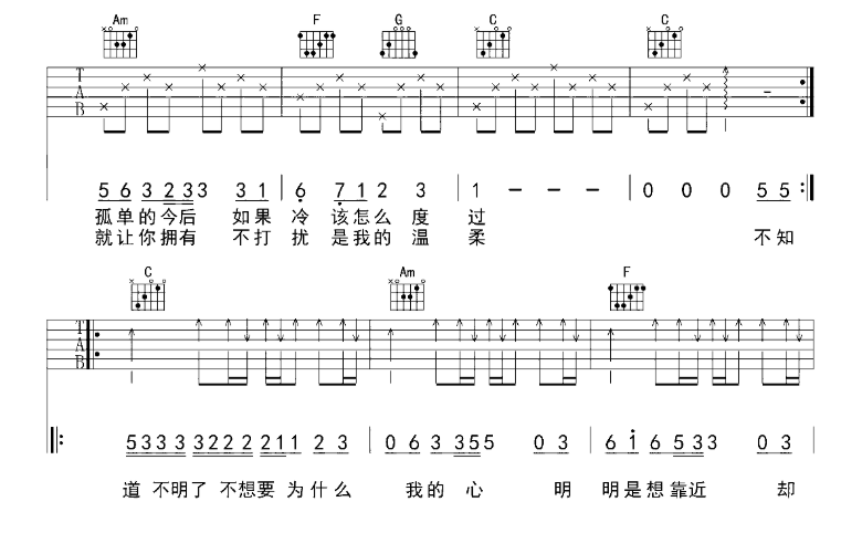 《温柔吉他谱》_蔡琴_吉他图片谱5张 图2