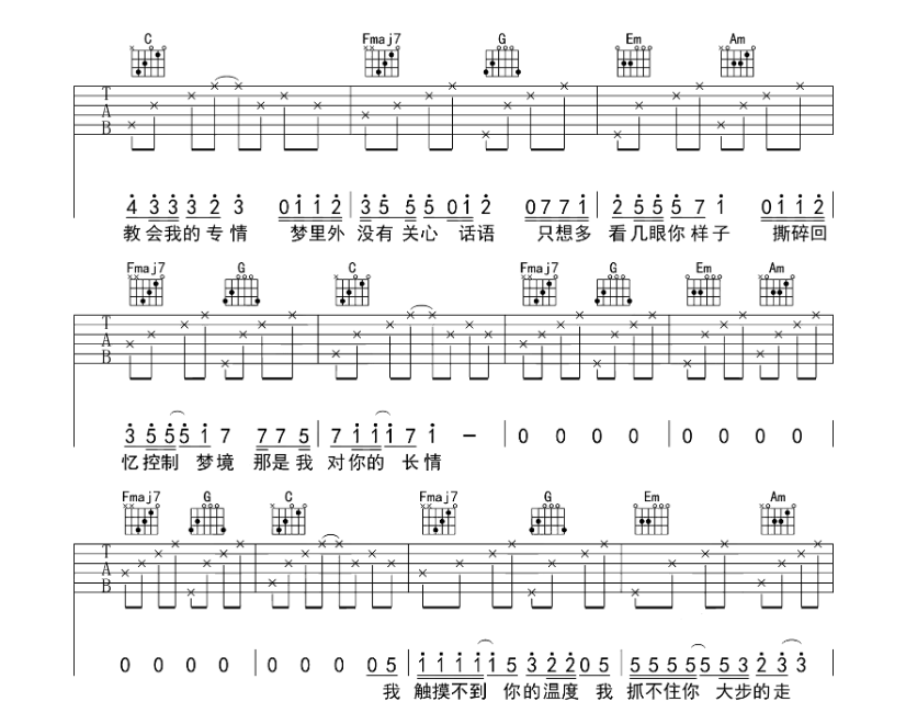 《梦里梦外吉他谱》_Jam_C调_吉他图片谱6张 图3