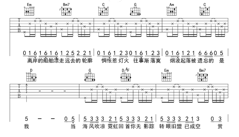 凉城吉他谱任然吉他图片谱6张