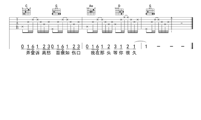 凉城吉他谱任然吉他图片谱6张