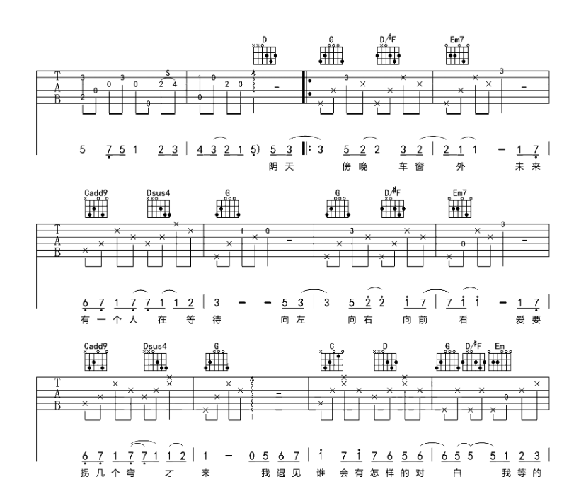 《遇见吉他谱》_孙燕姿_G调_吉他图片谱6张 图3
