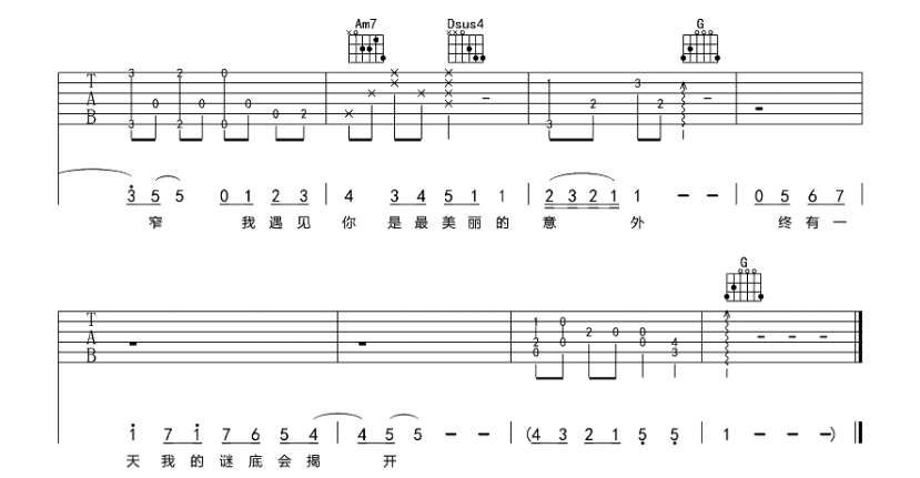 《遇见吉他谱》_孙燕姿_G调_吉他图片谱6张 图6