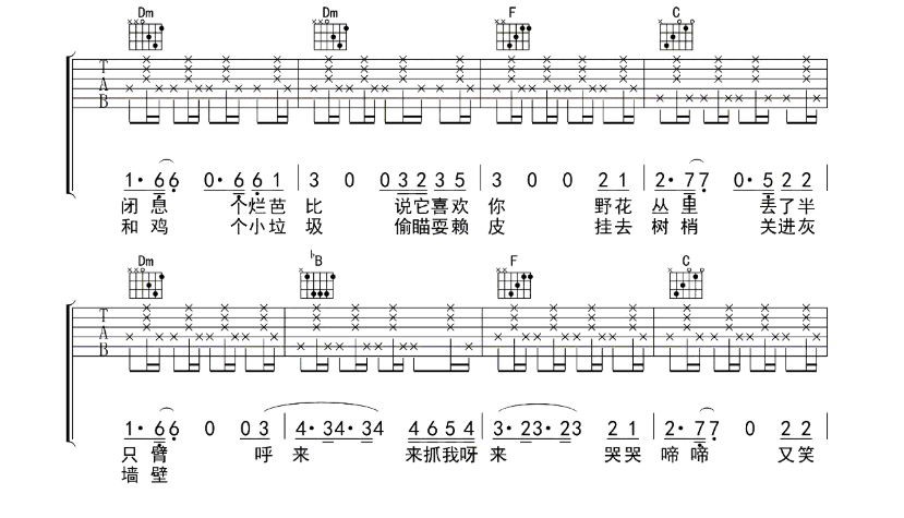 《迷藏吉他谱》_刘昊霖_F调_吉他图片谱4张 图2