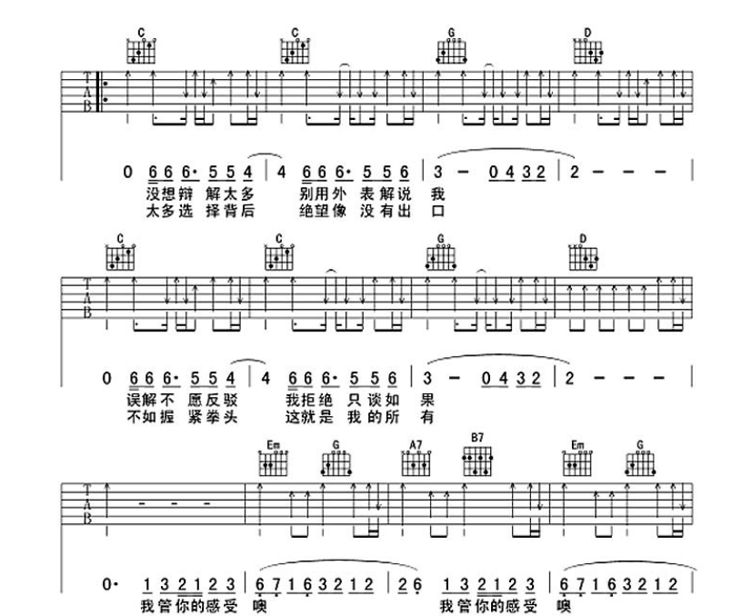 《我管你吉他谱》_华晨宇_G调_吉他图片谱6张 图3