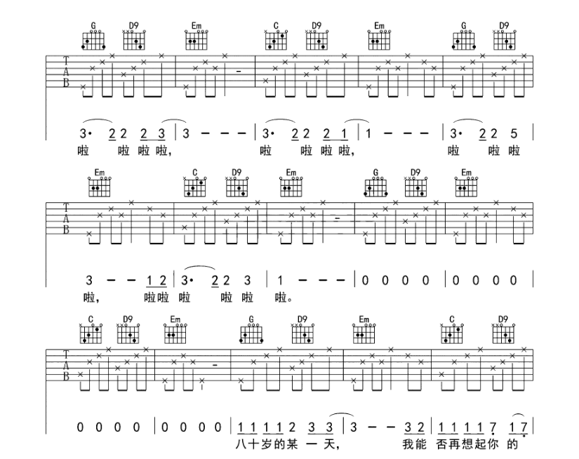《二十岁的某一天吉他谱》_花粥_G调_吉他图片谱6张 图5