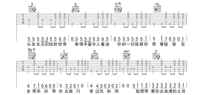 《带你去旅行吉他谱》_小瑞_G调_吉他图片谱3张 图2