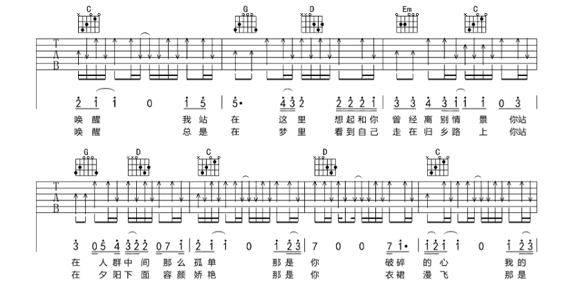 《故乡吉他谱》_许巍_G调_吉他图片谱6张 图4