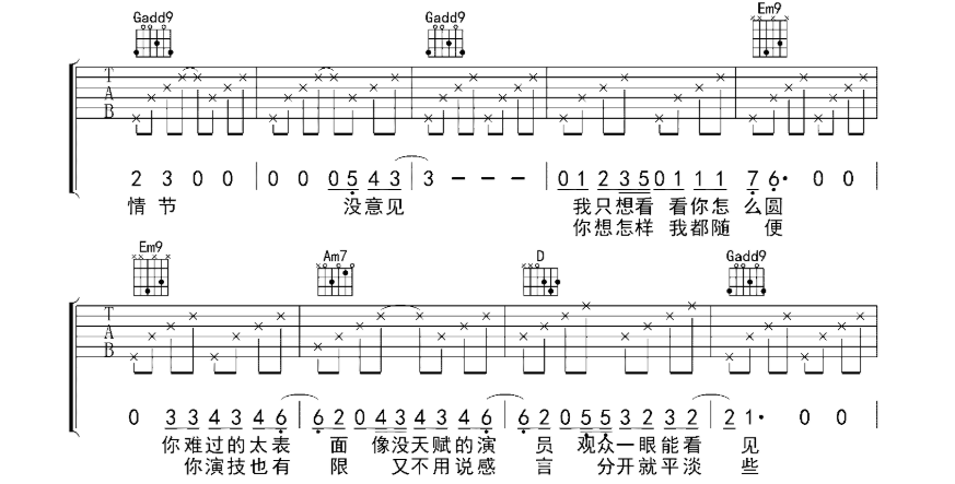 《演员吉他谱》_薛之谦_G调_吉他图片谱5张 图2