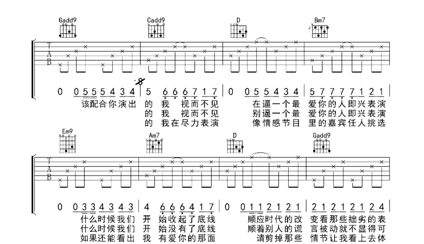 《演员吉他谱》_薛之谦_G调_吉他图片谱5张 图3