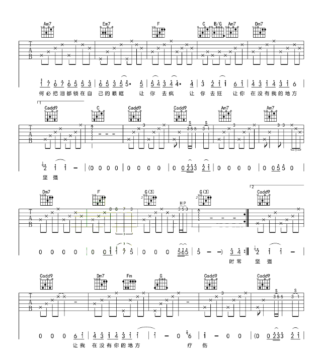 《梦一场吉他谱》_那英_D调_吉他图片谱6张 图5