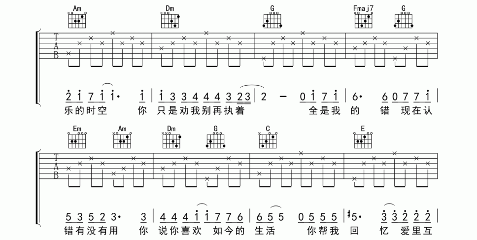 《认错吉他谱》_许嵩_D调_吉他图片谱5张 图4