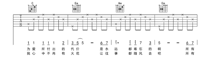 《爱的代价吉他谱》_李宗盛_D调_吉他图片谱4张 图2