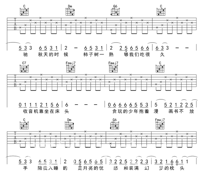 《少年锦时吉他谱》_赵雷_吉他图片谱10张 图7