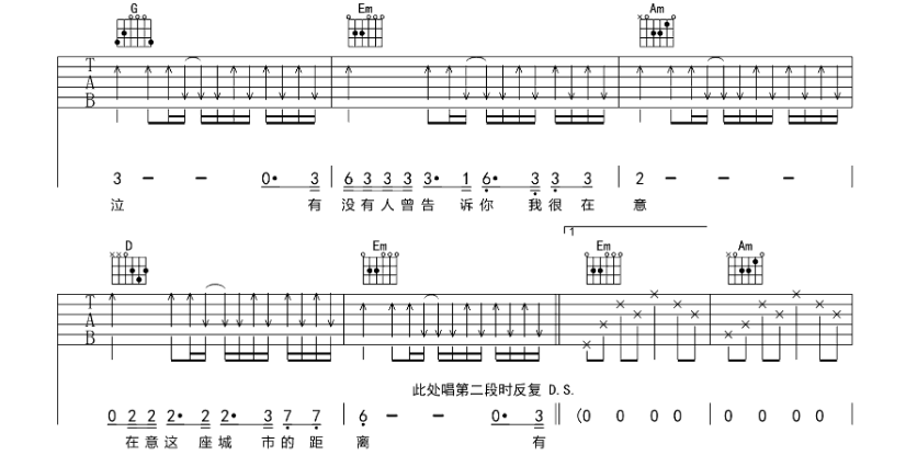 《有没有人告诉你吉他谱》_Alex.x_G调_吉他图片谱6张 图4