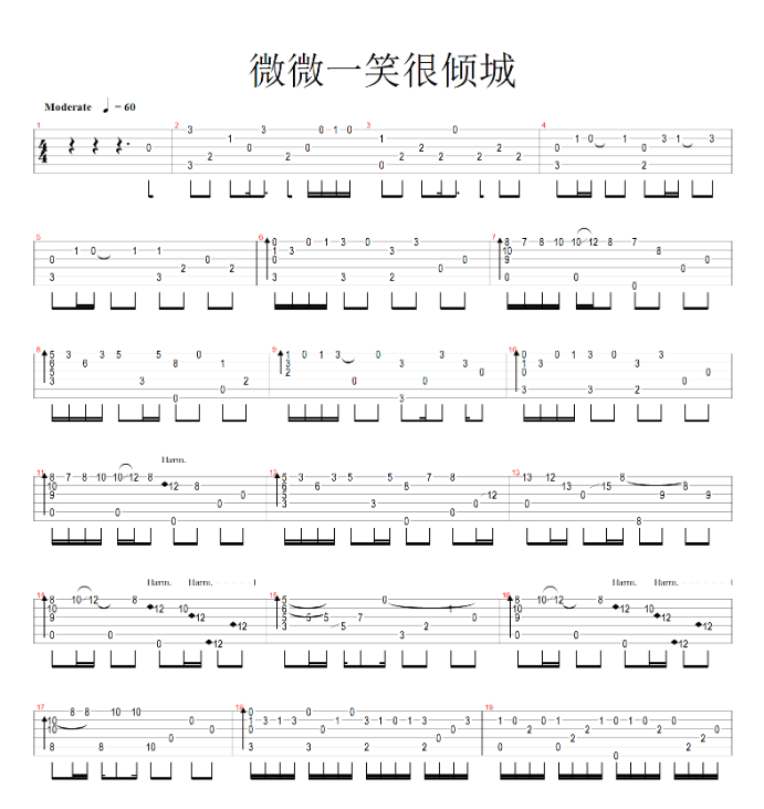 《《》吉他谱》_微微一笑很倾城_吉他图片谱3张 图1