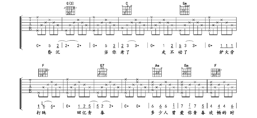 《当你老了吉他谱》_赵照_D调_吉他图片谱6张 图2