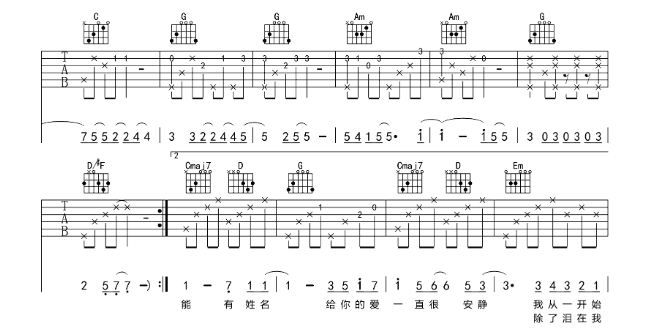 《一直很安静吉他谱》_阿桑_G调_吉他图片谱6张 图4