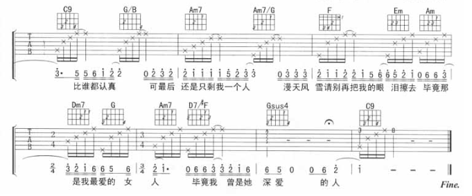 《认真的雪吉他谱》_薛之谦_C调_吉他图片谱3张 图3