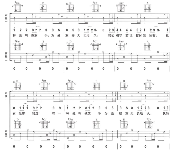 《有一种爱叫做放手吉他谱》_阿木_B调_吉他图片谱8张 图7