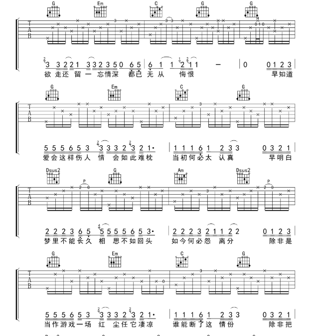 《情难枕吉他谱》_关悦_A调_吉他图片谱4张 图2