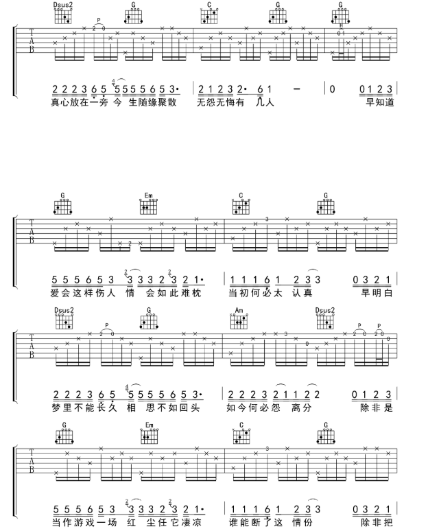 《情难枕吉他谱》_关悦_A调_吉他图片谱4张 图3