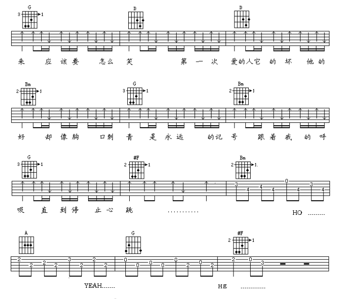 《第一次爱的人吉他谱》_王心凌_E调_吉他图片谱6张 图6