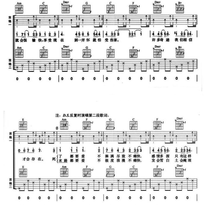 《死了都要爱吉他谱》_信乐团_吉他图片谱5张 图4