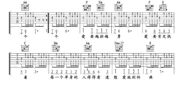 《单身情歌吉他谱》_萨克斯_C调_吉他图片谱4张 图2