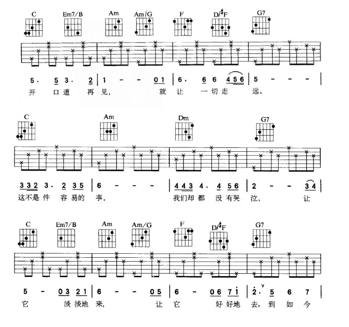 《恰似你的温柔吉他谱》_蔡琴_C调_吉他图片谱3张 图2